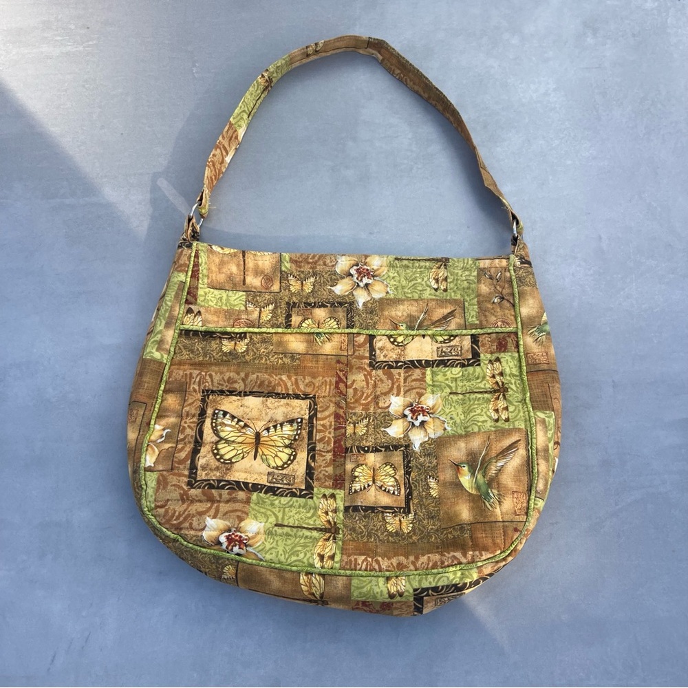 Quilted Butterfly Floral Shoulder Bag